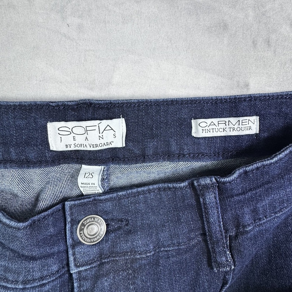Sofia Jeans Carmen Pintuck Trouser Jeans Womens Blue Denim All Day‎ Comfort 12S - Picture 15 of 16